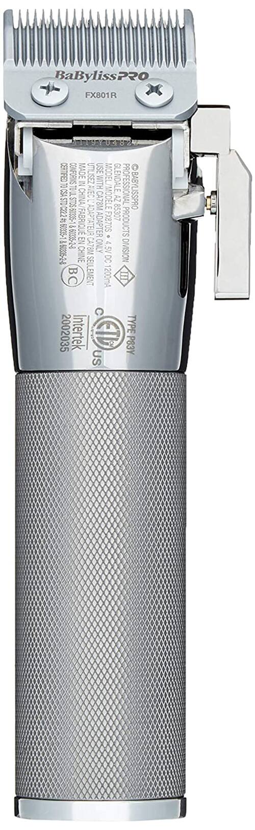 BaBylissPRO FX801R

CERTIFIED MADE IN CHINA / CA78M

MODEL CONFORMS TO CSA STD STDS

USE WITH GLENDALE PROFESSIONAL BABY TO CSA mo AVEC /MODELE STD STDS

CHINE CA78M

ADAPTER FX870S

PRODUCTS -90809 &60035-2-48

ADAPTER . & EN -7-908099

CHINE CA78M

ONLY 4.5V DIVISION DC B SEULEMENT 1200mA

TYPE P83Y

Intertek

2002035

CET

C

B

US