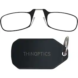 ThinOptics - Armless Reading Glasses with Keychain Case - +1.00 - Black/Black