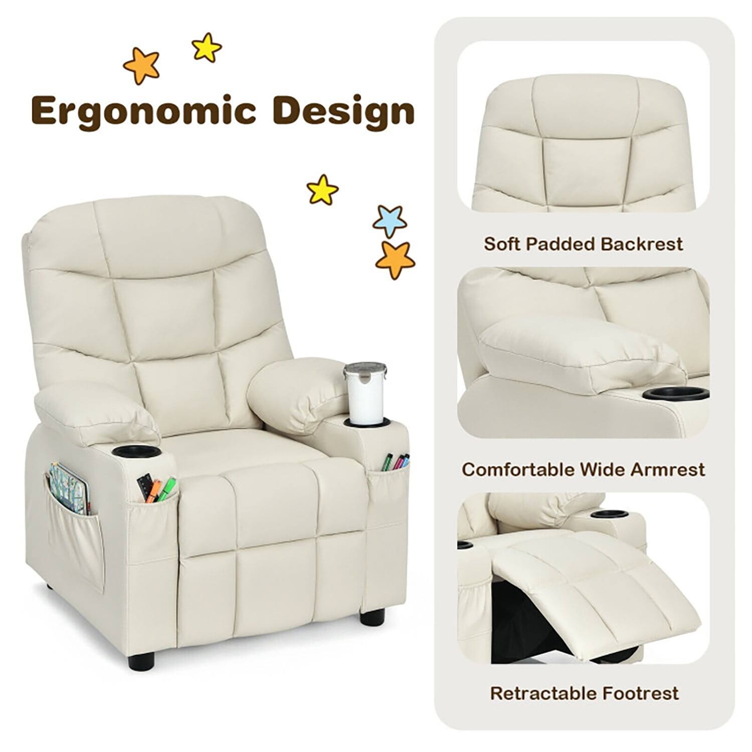 Ergonomic Design  
- Soft Padded Backrest  
- Comfortable Wide Armrest  
- Retractable Footrest