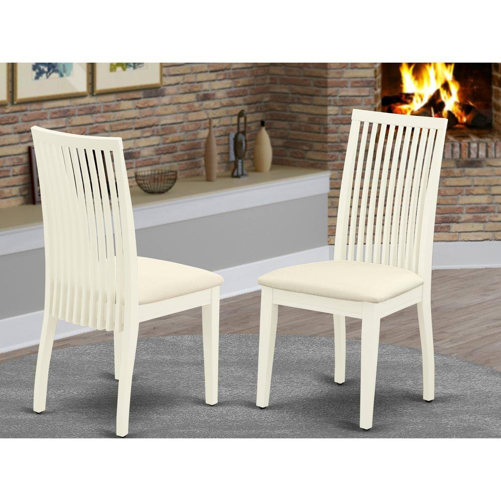 Angle. East West Furniture - Dining Chair Linen White - Brown.