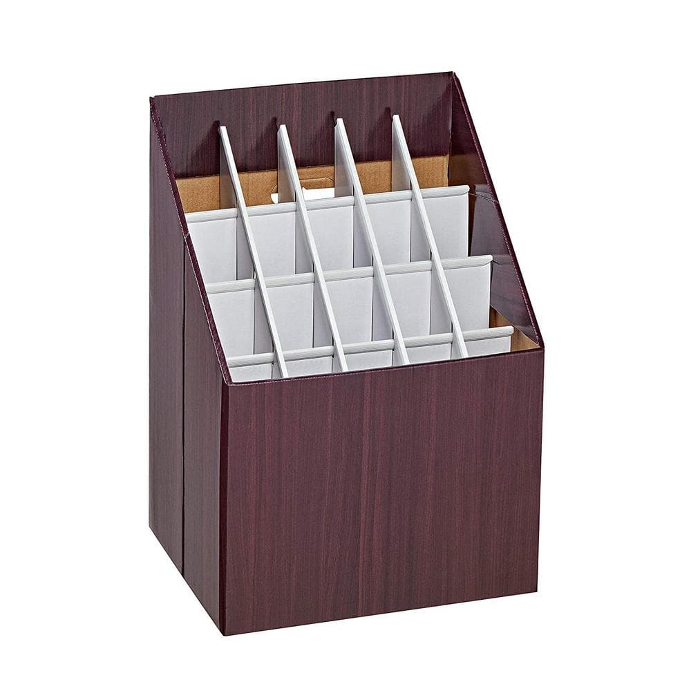 AdirOffice - Blueprint Storage Rolled File Corrugated File Box - 20 Slot, Walnut