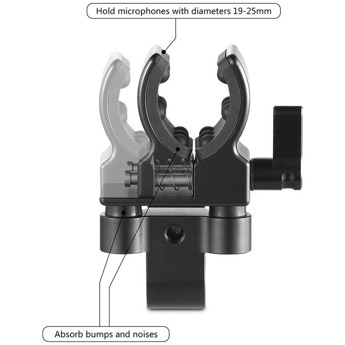 Hold microphones with diameters 19-25mm  
Absorb bumps and noises