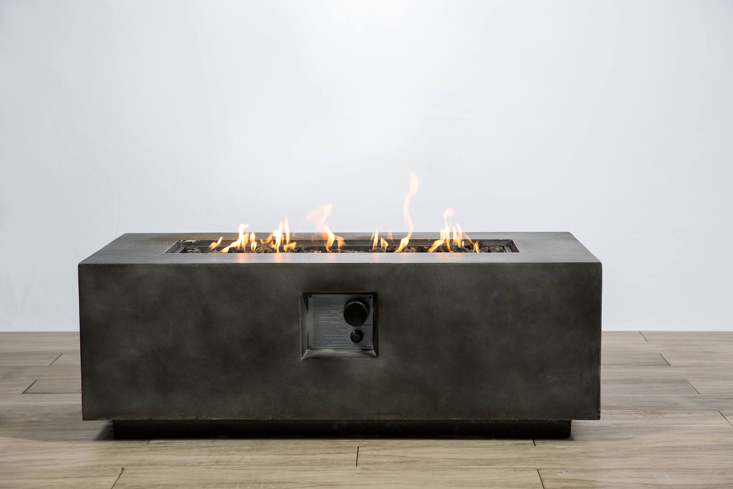 Left. TinyHomie - Concrete Propane Outdoor Fire Pit Table Charcoal.