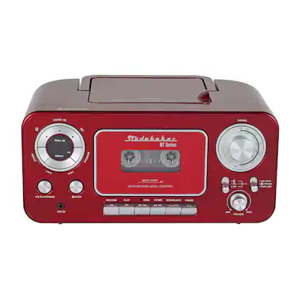 Front. Studebaker - BT Series Portable Bluetooth CD Player with AM/FM Stereo - Red.