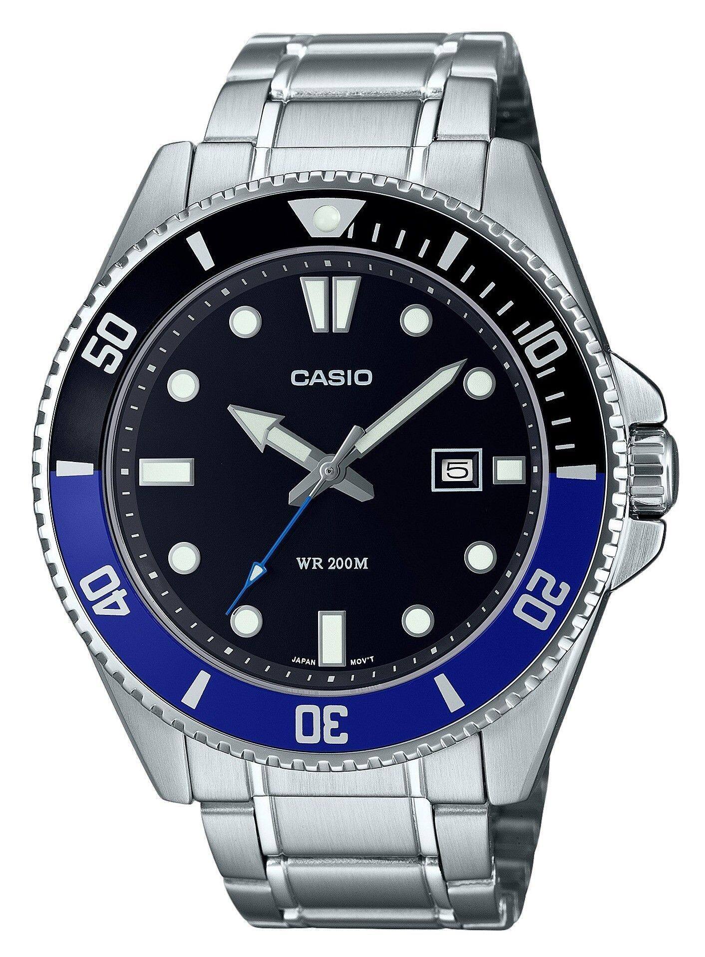 Casio - Standard Analog Quartz MDV-107D-1A2 Men's Watch Stainless Steel Black Dial 200M - Silver/Black
