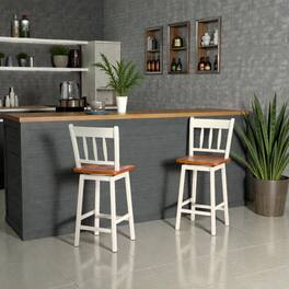 Hivvago - 24.5-Inch Counter Height Bar Stools with Full 360° Swivel Function -Set of 2 - White
