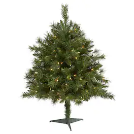 BreeBe - 3’ Wyoming Pine Christmas Tree w/150 Lights & 270 Tips - Green