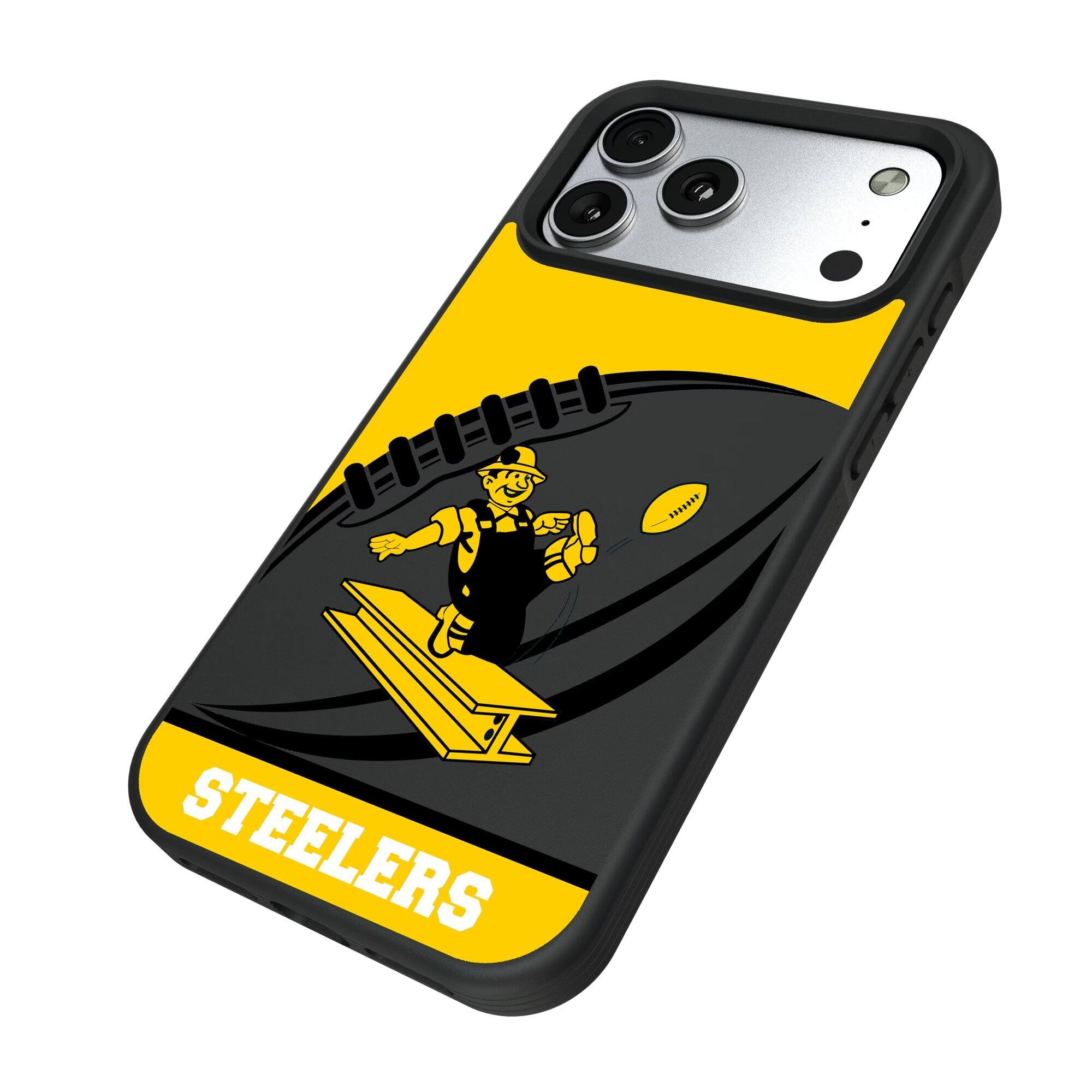 Alt View 1. Keyscaper - Pittsburgh Steelers iPhone Pastime Design Bump Case - 16 Plus - Multicolor.