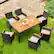 Alt View 3. Costway - 7PCS Patio Rattan Dining Set Acacia Wood Table Cushioned Chair - Gray, Natural.