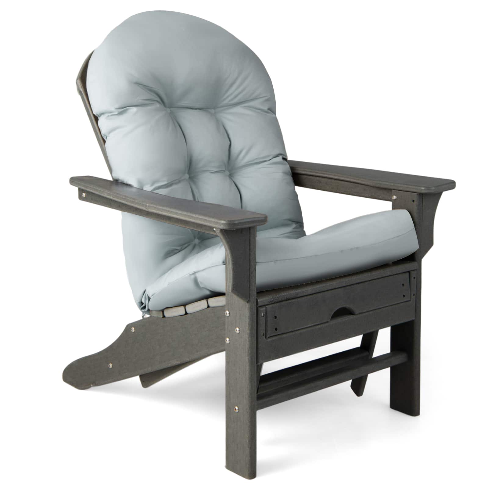 Gymax - Set of 2 Patio Adirondack Chair Cushion High Back Fade Resistant 5'' Seat Pad Patio Grey - Gray