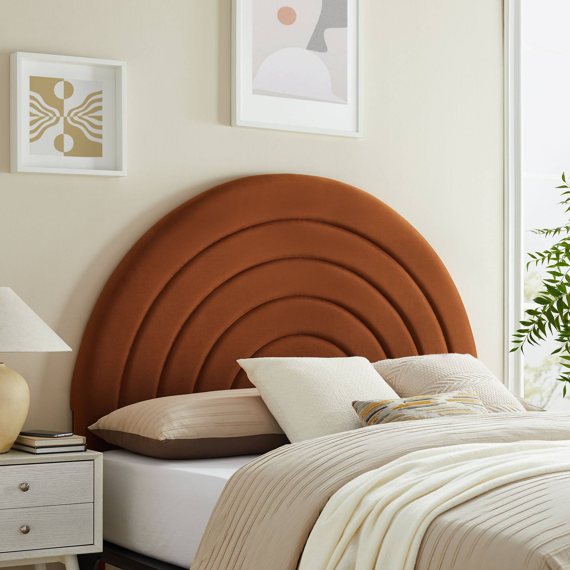 Alt View 2. Modway - Solana Arched Performance Velvet Full Headboard by Modway - Brown.