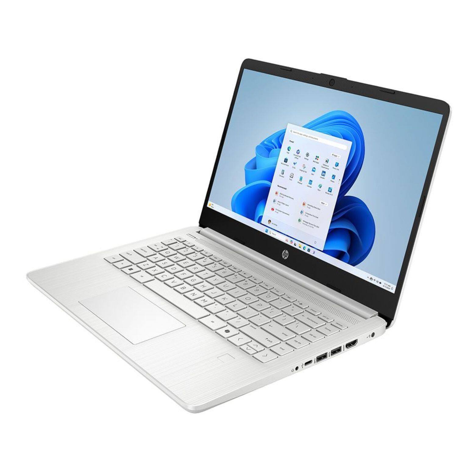 Alt View 1. HP - 14-dq3500nr 14" Intel Celeron N4500 1.10 GHz 4 GB DDR4 64 GB eMMC Intel UHD Graphics Windows 11 Home Laptop - Natural Silver.