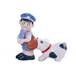 Pacific Trading - Postman and Dog Magnetic Ceramic Salt and Pepper Shakers - Multicolor