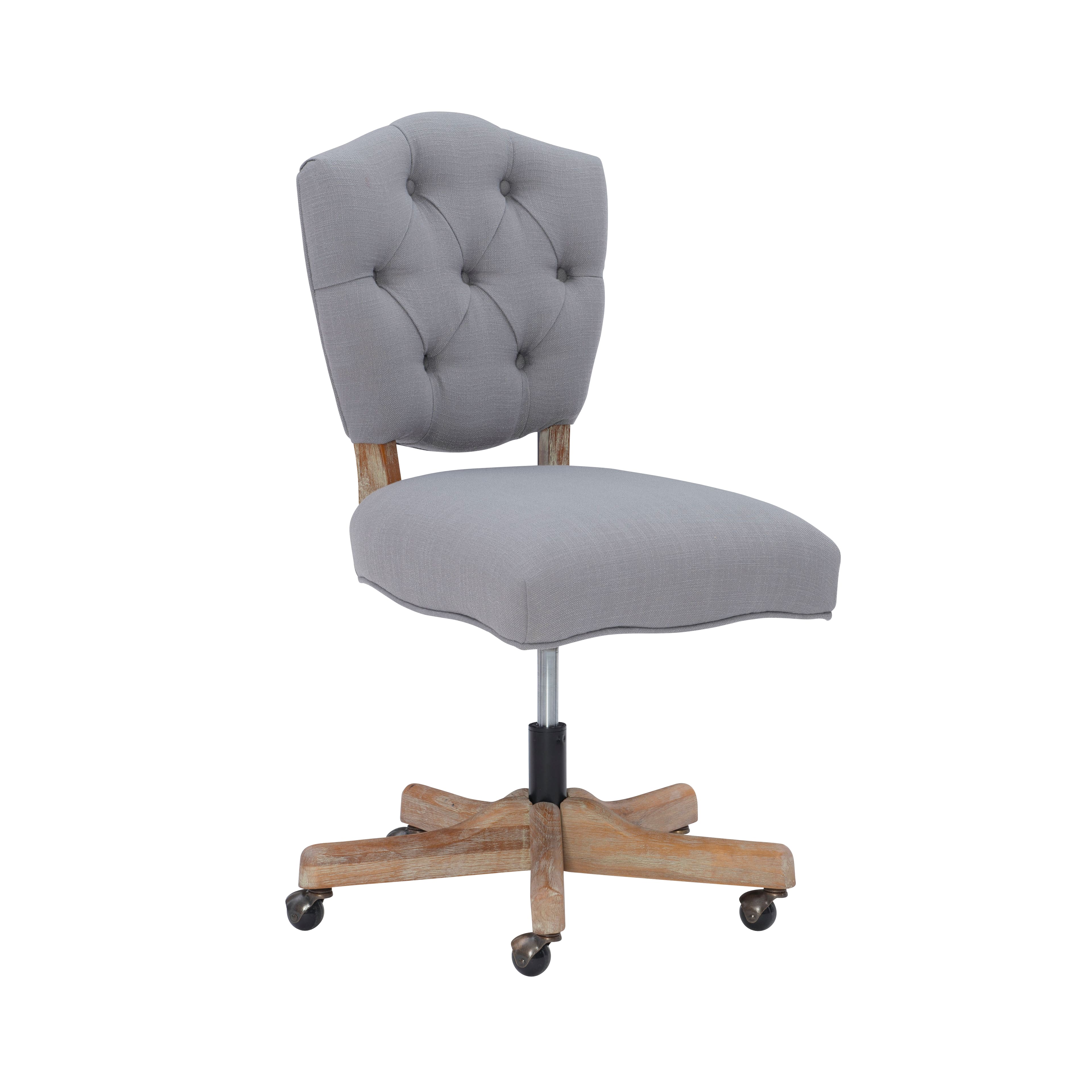 Linon Home Decor Kaynorth Button Tufted French Country Office Chair Gray