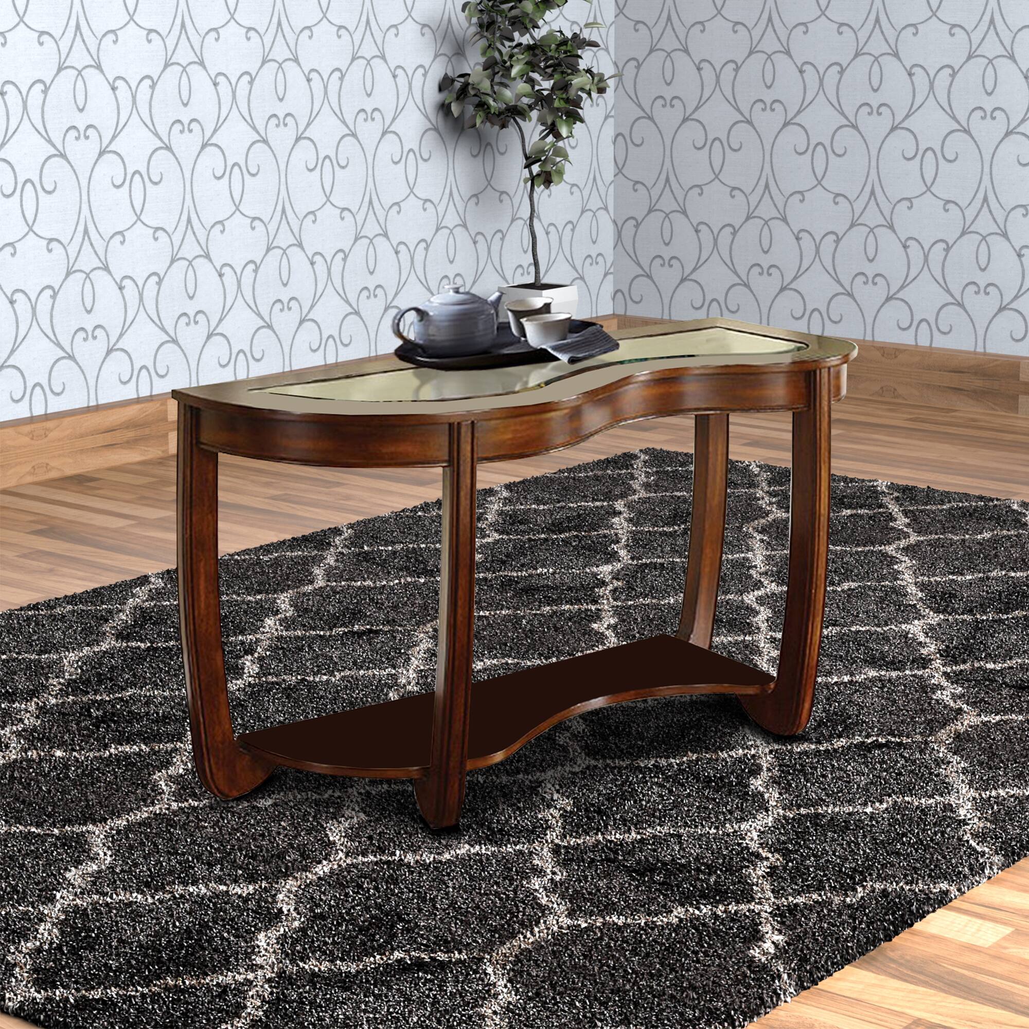 Alt View 5. Manhattan Lane - Crystal Falls Transitional Style Sofa Table - Dark Cherry.
