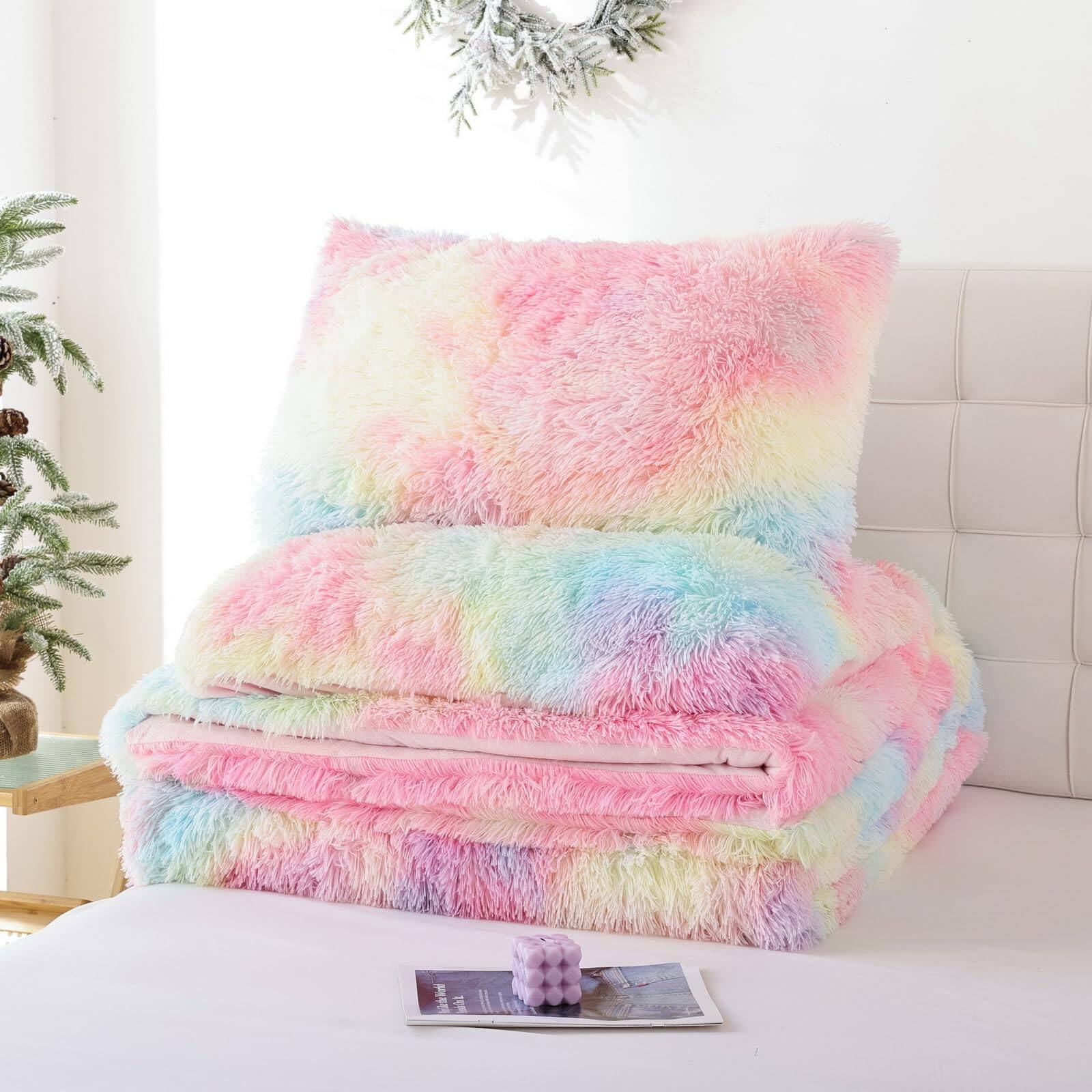 Alt View 4. Earthley Blooms - Fluffy Queen Comforter Set Faux Size Luxury Fuzzy Bedding Soft Shaggy Bed For All Season 3 Pieces 1 2 - Grey-Full.