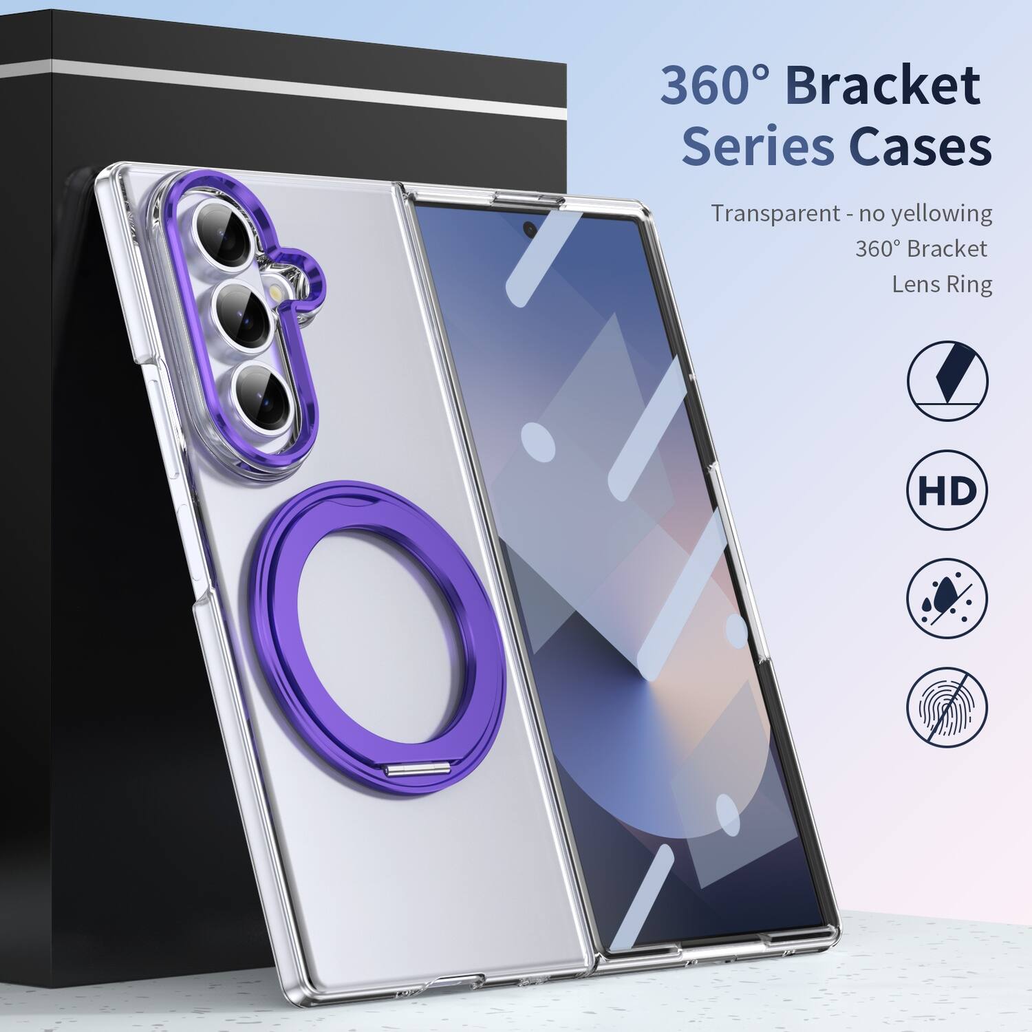 360° Bracket Series Cases  
Transparent - no yellowing  
360° Bracket Lens Ring HD