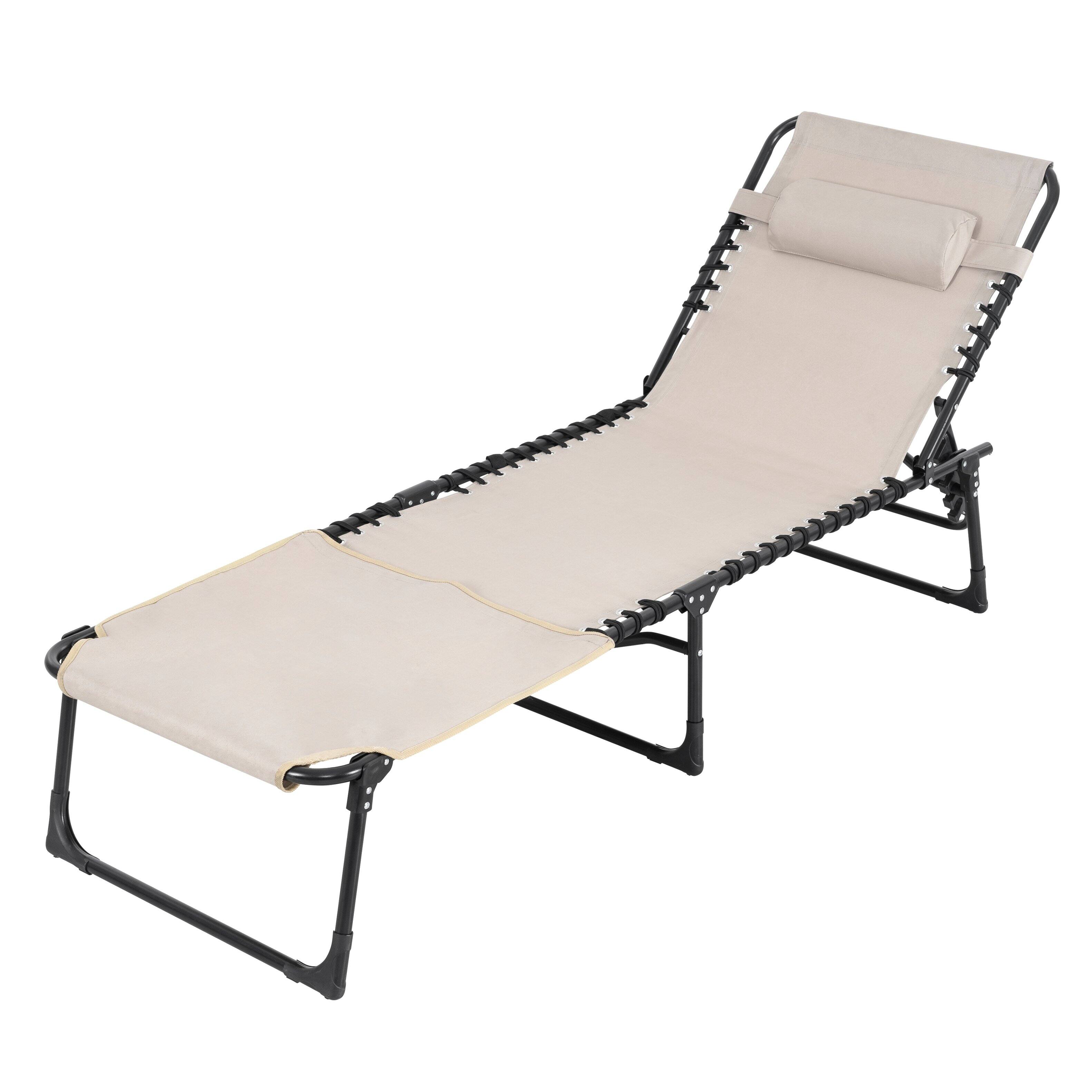 Alt View 8. Nuu Garden - Folding Chaise Lounge Chair, 5-Position Adjustable Recliner with Pillow and Face Hole - khaki and black.