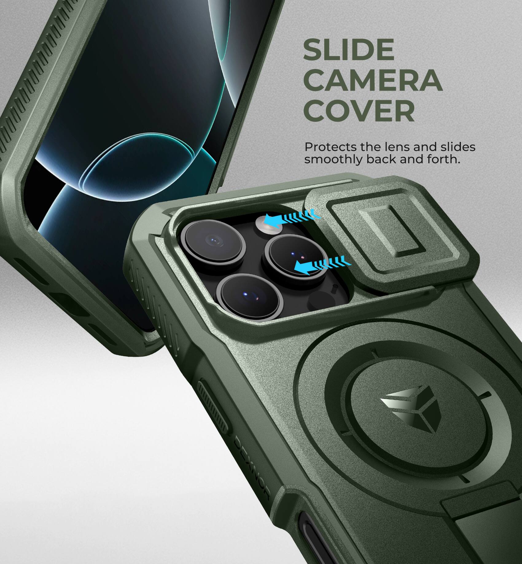 SLIDE CAMERA COVER
Protects the lens and slides smoothly back and forth.
S00001
I CEXNOR