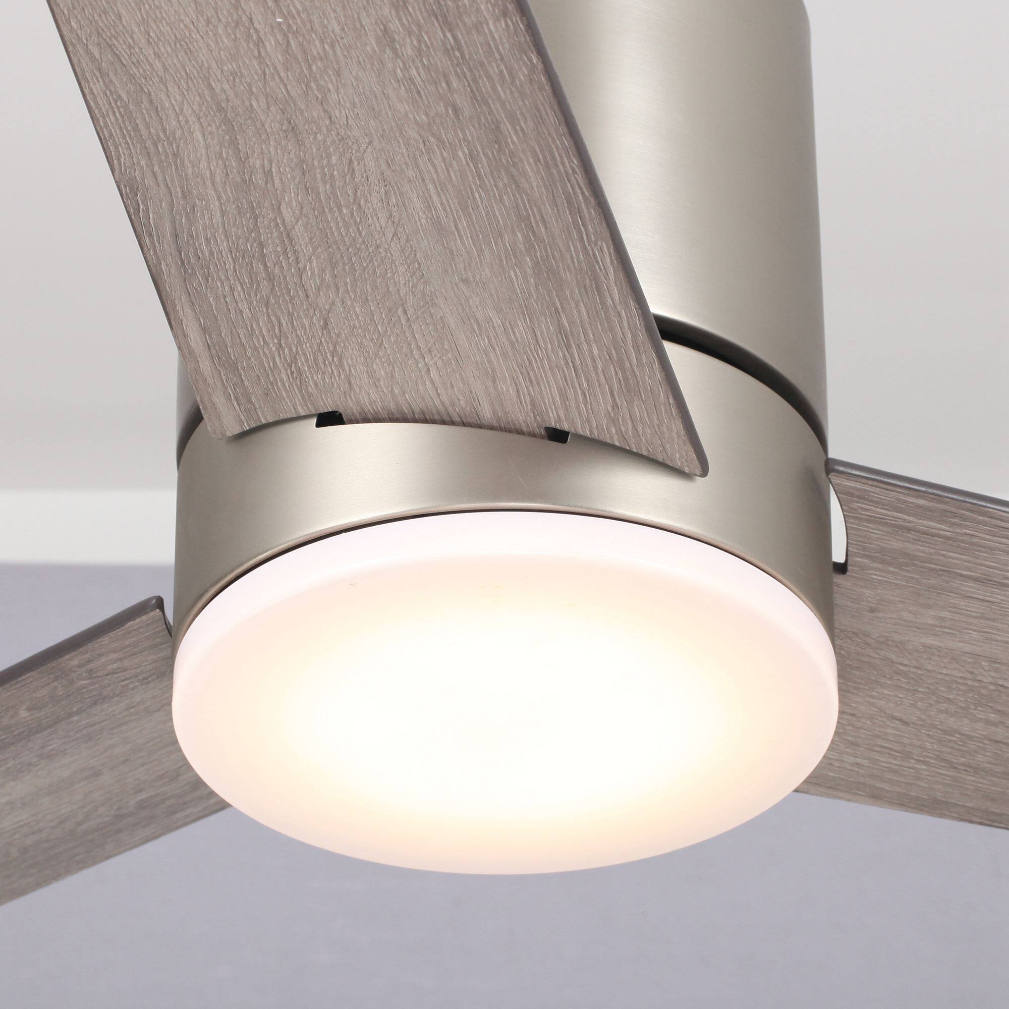 Alt View 5. Parrot Uncle - 48" Modern 3-Blade Wooden Flush Mount Ceiling Fans with Light and Remote - Nickel.