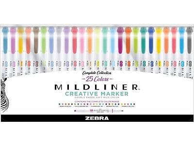 Zebra - Mildliner Twin Tip Highlighters, Bullet/Chisel Tip, Complete Assorted, 25/Pack