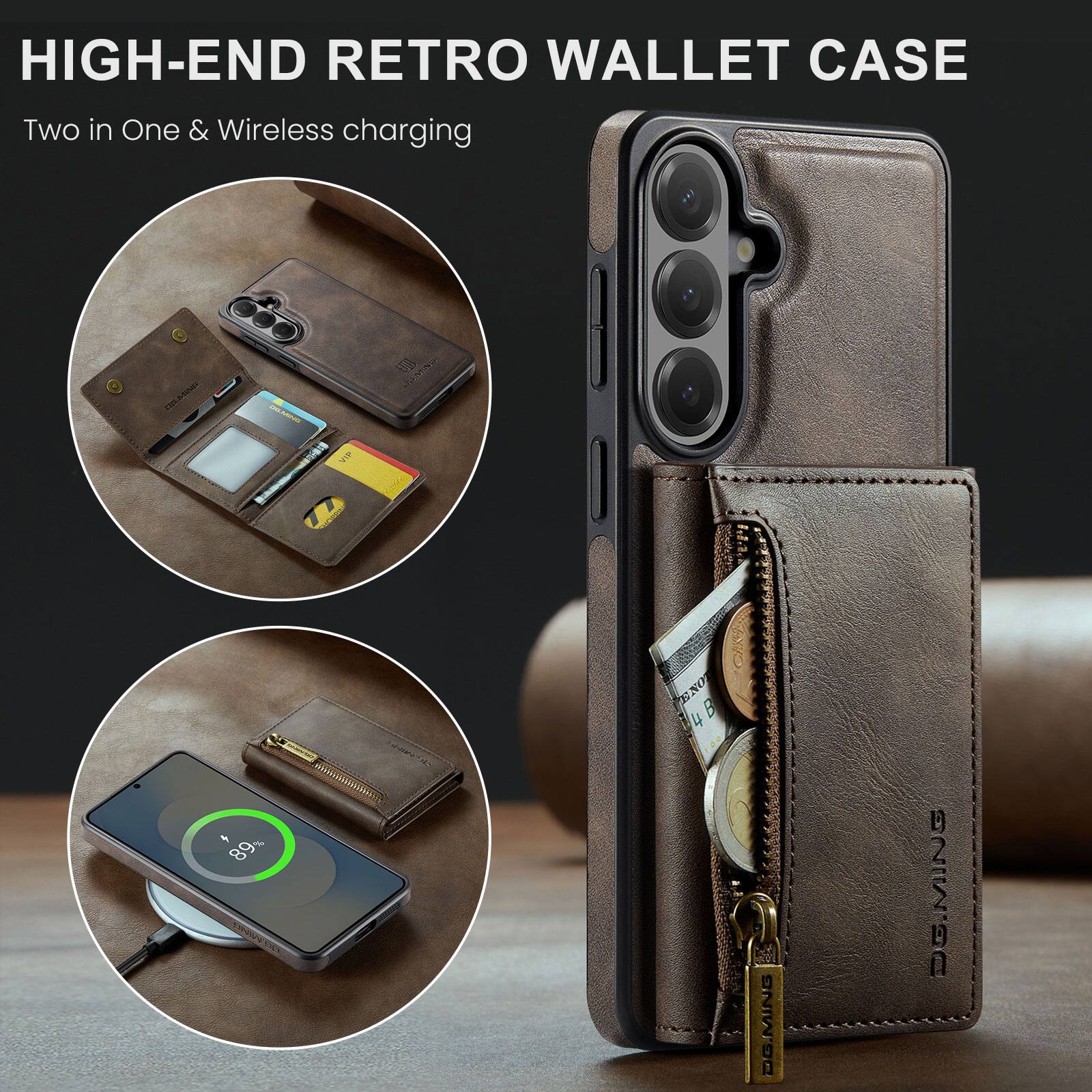 HIGH-END RETRO WALLET CASE  
Two in One & Wireless charging