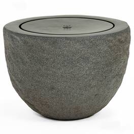 Sunnydaze - Outdoor Polystone Oval Bowl Bubble Fountain - Gray