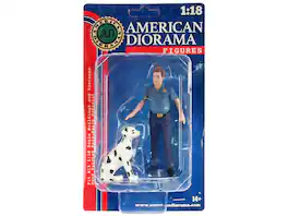 "Firefighters" Fire Dog Training Figures (Trainer and Dog) for 1/18 Scale Models by American Diorama