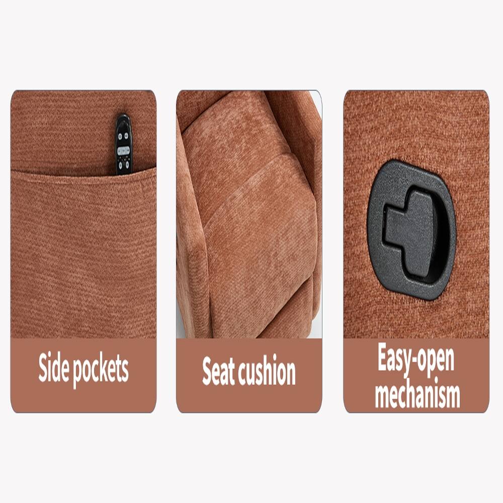 Side pockets  
Seat cushion  
Easy-open mechanism