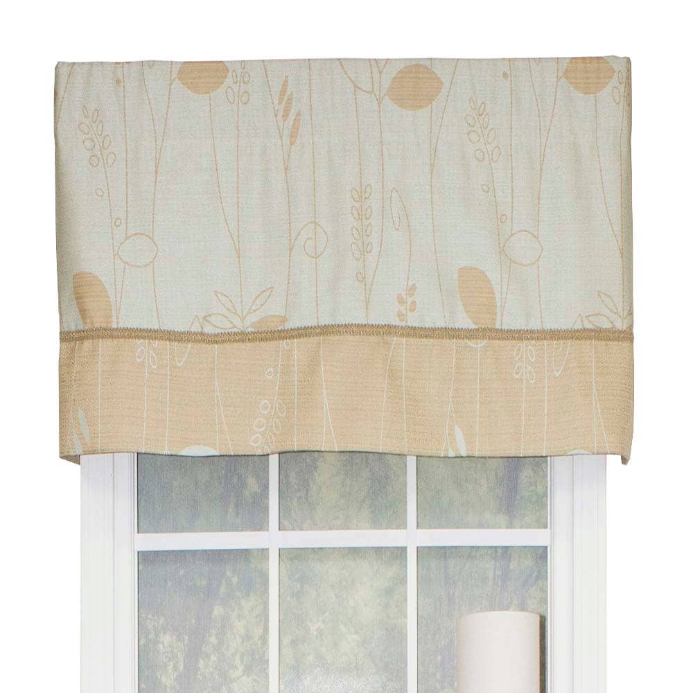 RLF Home - Aquarelles Window Treatment Banded Premium Quality Valance 3" Rod Pocket 50" x 16" - Aqua mist