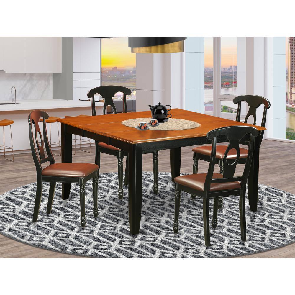 Back. East West Furniture - 5 PC Dining room set-Dining Table and 4 Wood Dining Chairs - Black & Cherry.