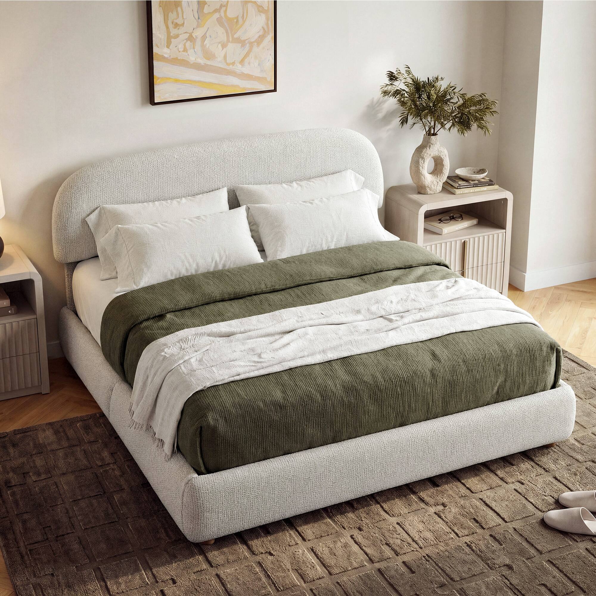 Alt View 3. ModernMate - Upholstered Platform Bed with Adjustable Headboard, Hydraulic Lift Storage Bed - Gray.