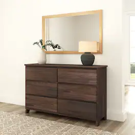 Plank+Beam - Modern Farmhouse 6 Drawer Dresser - Barnwood Brown