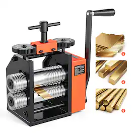 VEVOR - Rolling Mill 3-in-1 Round Flat Square Pressing Roller Mill Machine, Manual Jewelry DIY Tool - Black;Orange