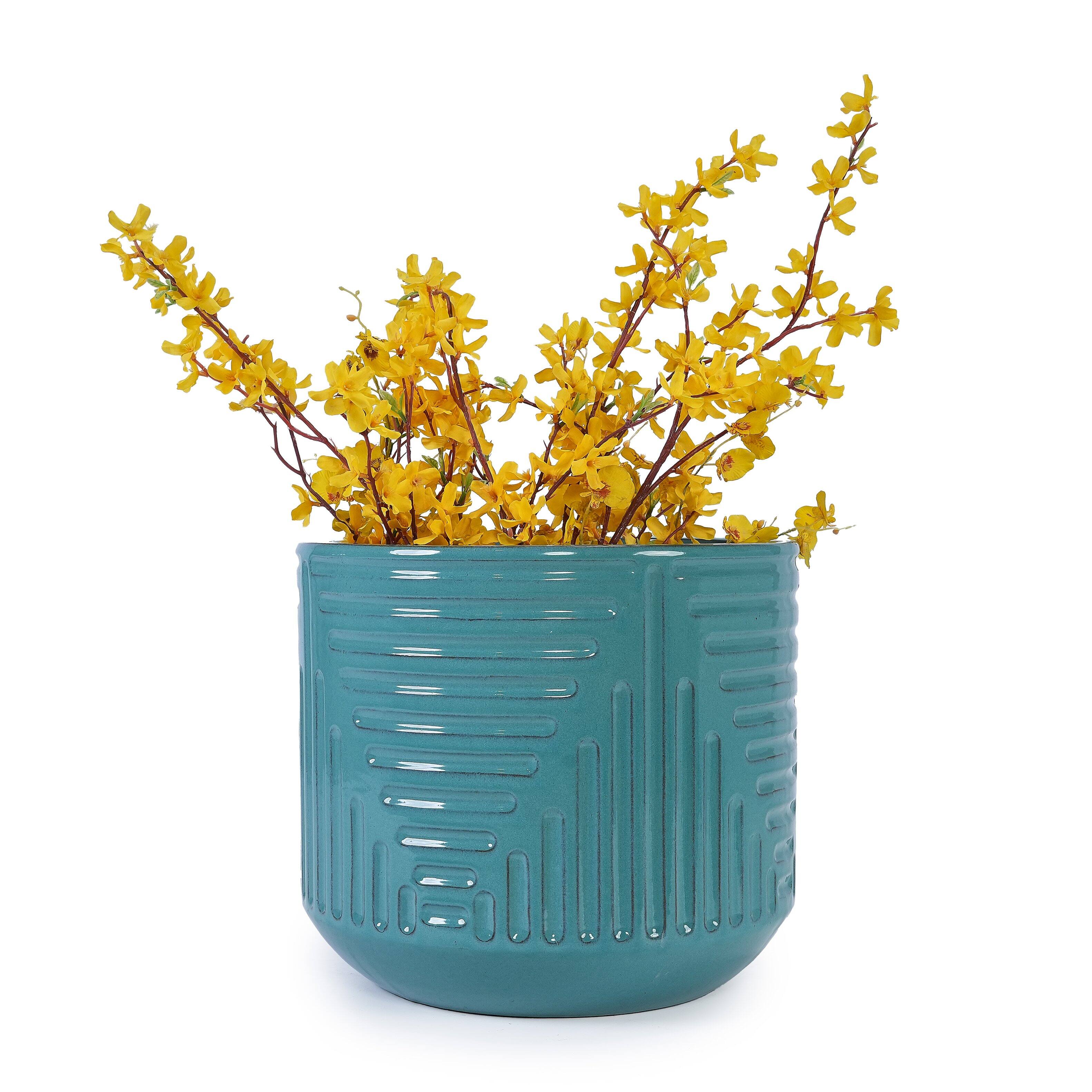 Alt View 4. Loheer - Ceramic Planter by Loheer, 16 Inch Handmade Teal Textured Plant Pot for Indoor Outdoor Monstera Fiddle Leaf Fig.