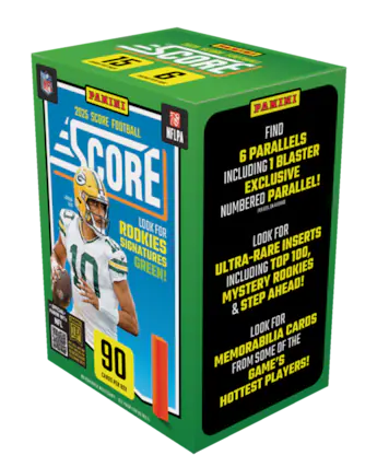 **PAKINI**
2025 SCORE FOOTBALL
**SCORE**
LOOK FOR ROOKIES SIGNATURES GREEN!
**PAKINI**
FIND 6 PARALLELS INCLUDING 1 BLASTER EXCLUSIVE NUMBERED PARALLEL!
LOOK FOR ULTRA-RARE INSERTS INCLUDING TOP 100, MYSTERY ROOKIES & STEP AHEAD!
LOOK FOR MEMORABILIA CARDS FROM SOME OF THE GAME'S HOTTEST PLAYERS!
90 CARDS PER BOX
**NFL**
**NFLPA**
**PAKINI**
**SCORE**
**2025**
**90**
**CARDS PER BOX**
**NO REFERENCE NECESSARY - SELF-PACK FOR RETAILS**
**PAKINI**
**SCORE**
**2025**
**90**
**CARDS PER BOX**
**NO REFERENCE NECESSARY - SELF-PACK FOR RETAILS**
**PAKINI**
**SCORE**
**2025**
**90**
**CARDS PER BOX**
**NO REFERENCE NECESSARY - SELF-PACK FOR RETAILS**
**PA
