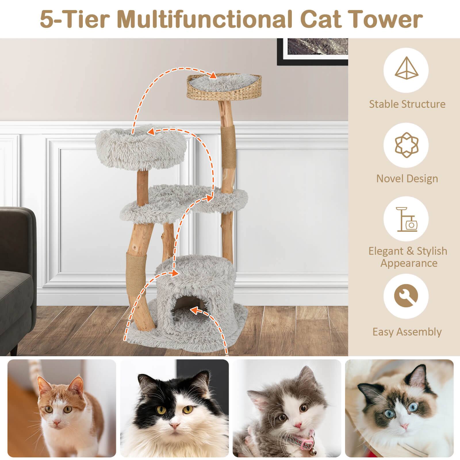 5-Tier Multifunctional Cat Tower

- Stable Structure
- Novel Design
- Elegant & Stylish Appearance
- Easy Assembly