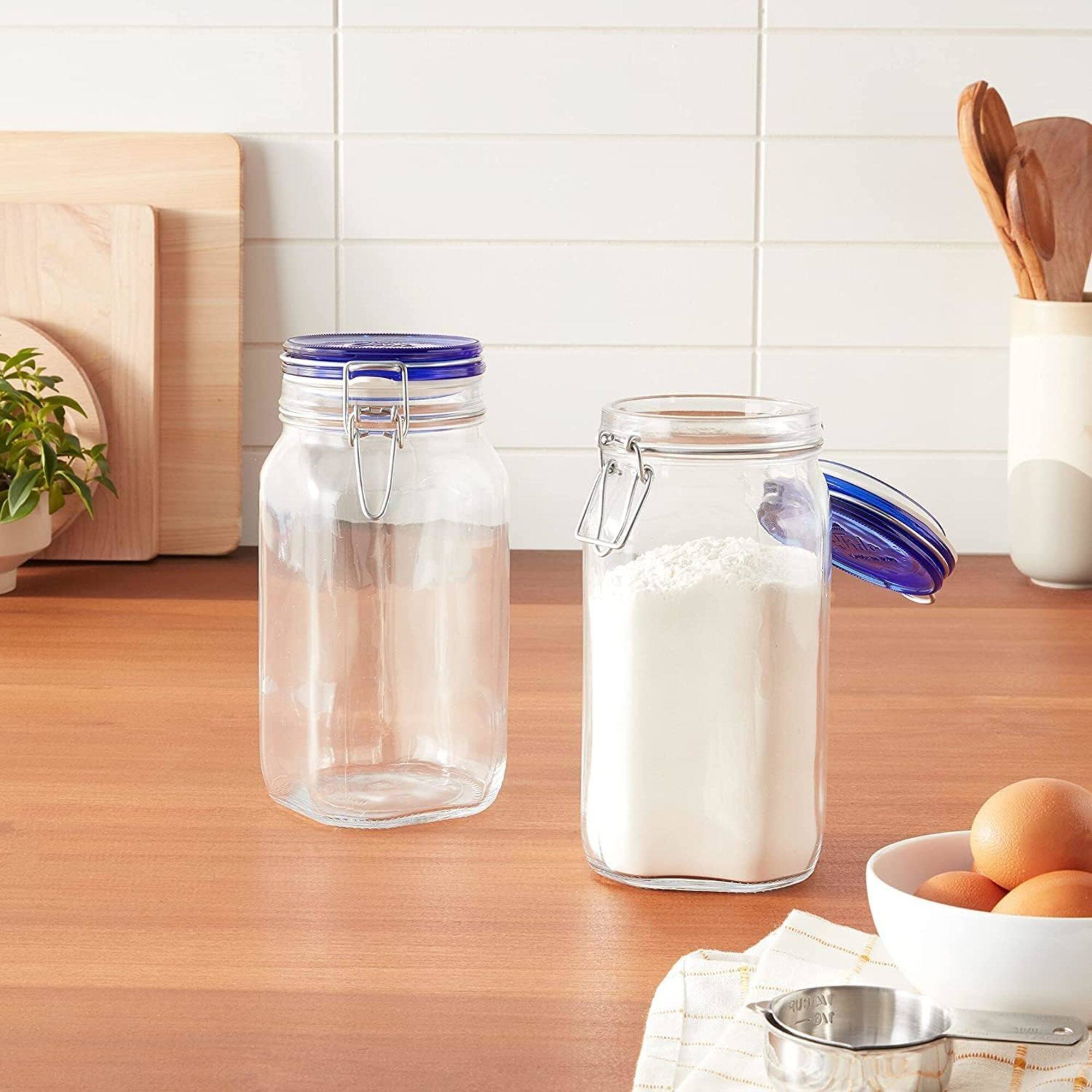 Alt View 2. Bormioli Rocco - Bormioli Rocco Fido Glass Storage Jar, Blue Lid Airtight Clamp Lock Canister 50.75 oz - Clear.