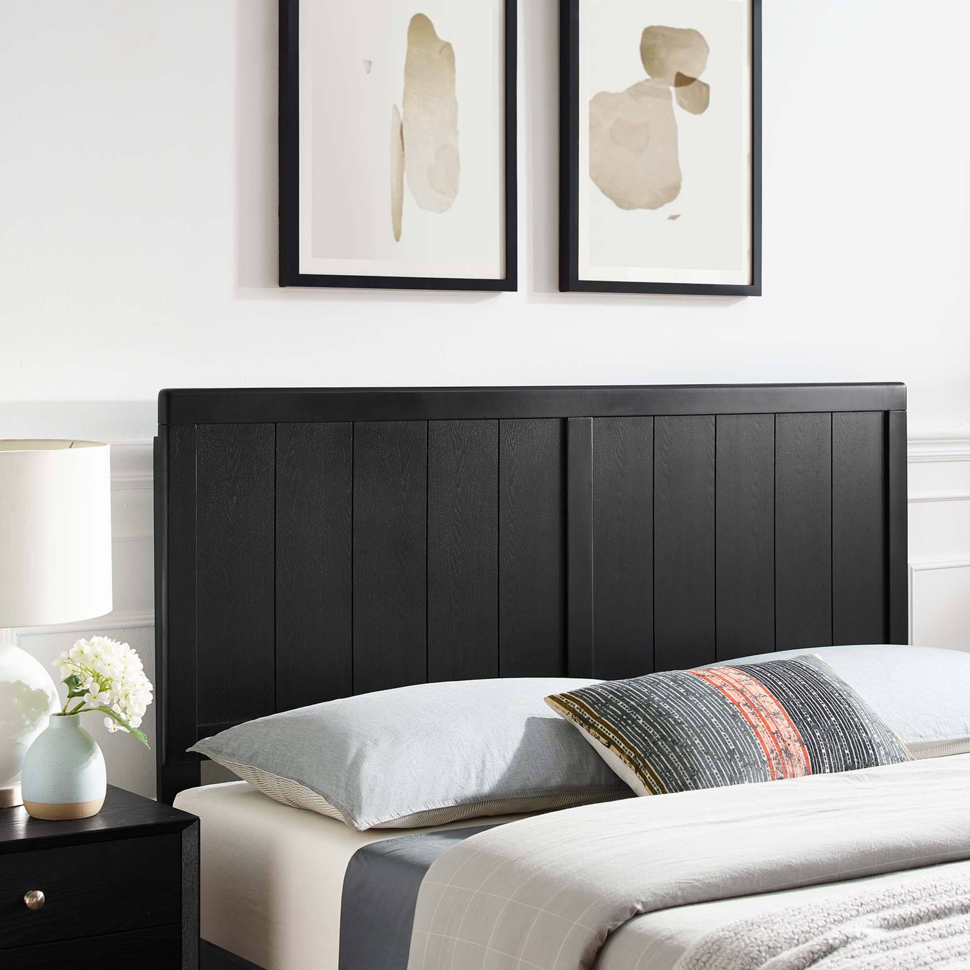 Alt View 1. Modway - Robbie Wood Full Headboard by Modway - Black.