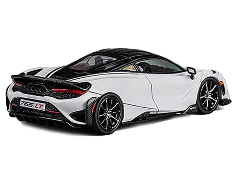 Left. CM Models - McLaren 765LT White with Black Top and Extra Wheels 1/64 Diecast Model Car by CM Model - White and Black.