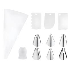 Kitcheniva - Reusable Silicone Piping Bag with Accessories, 11 Pcs Set, White