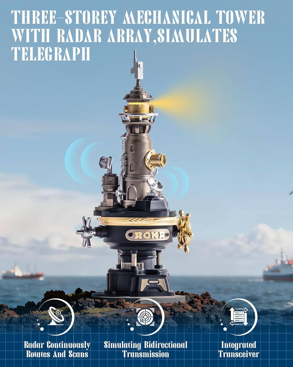 THREE-STOREY MECHANICAL TOWER WITH RADAR ARRAY, SIMULATES TELEGRAPH

- Radar Continuously Rotates And Scans
- Simulating Bidirectional Transmission
- Integrated Transceiver
