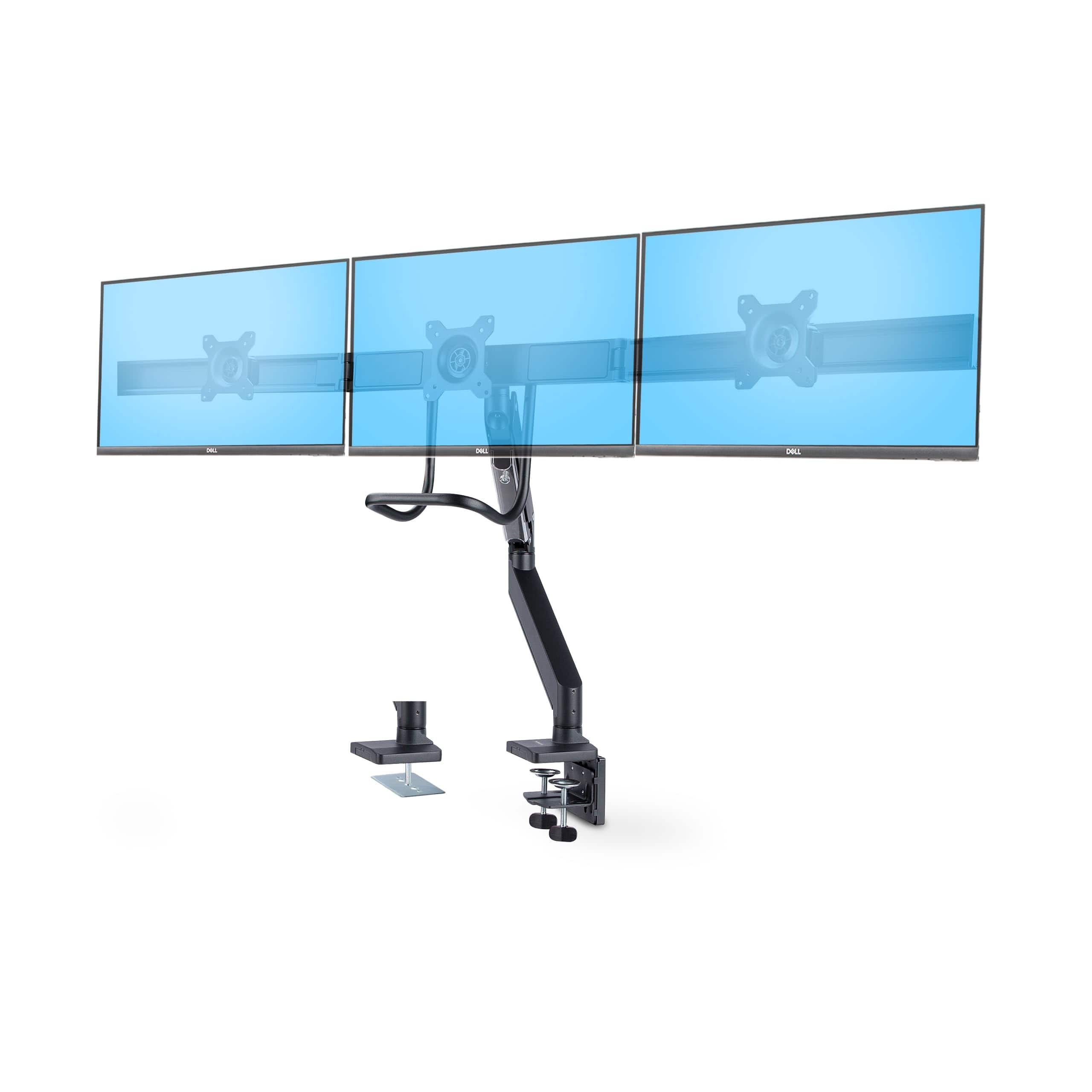 Startech - Crossbar Triple Monitor Desk Mount For Up To 3x 27in Screens - Black