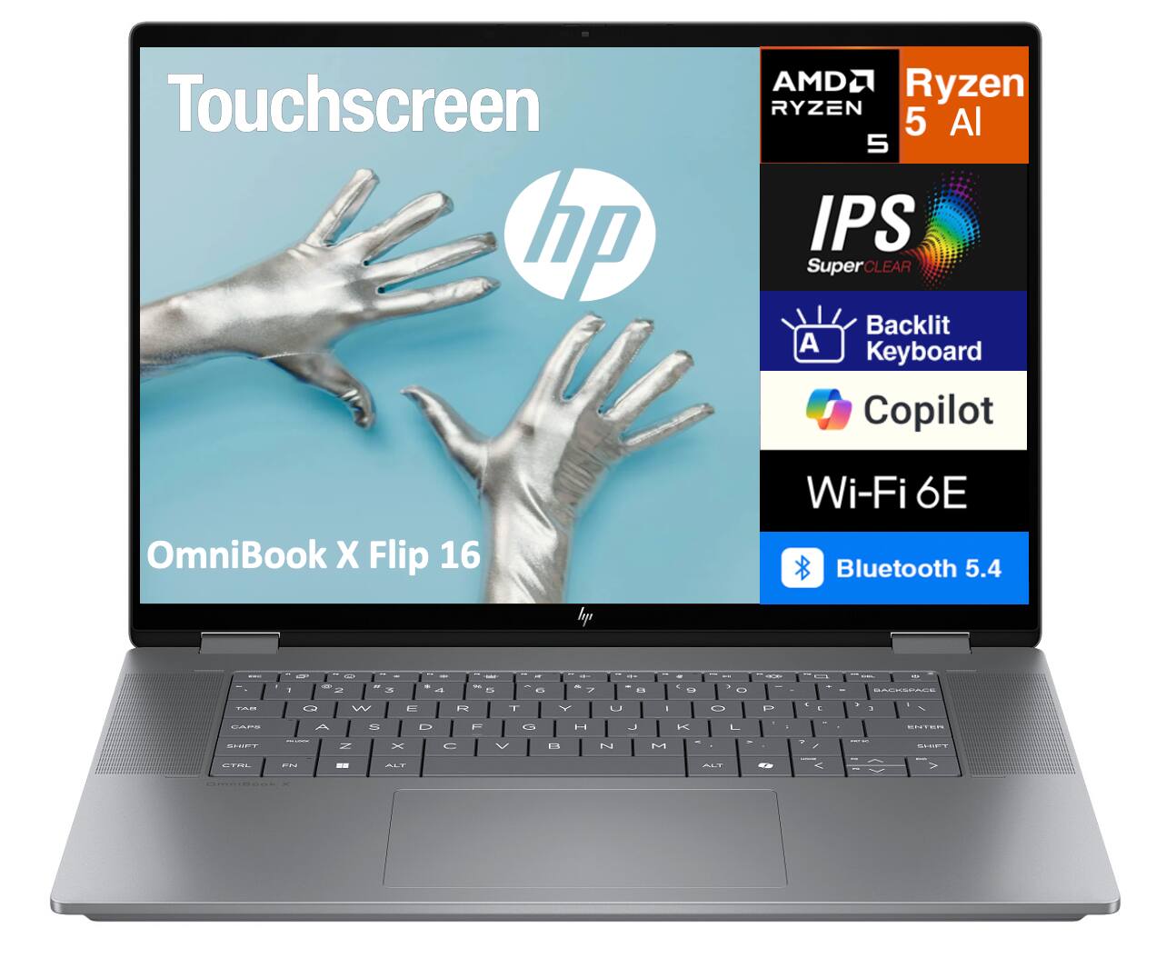 HP OmniBook X Flip 2 in 1 Laptop 16.0 WUXGA Display (AMD Ryzen AI