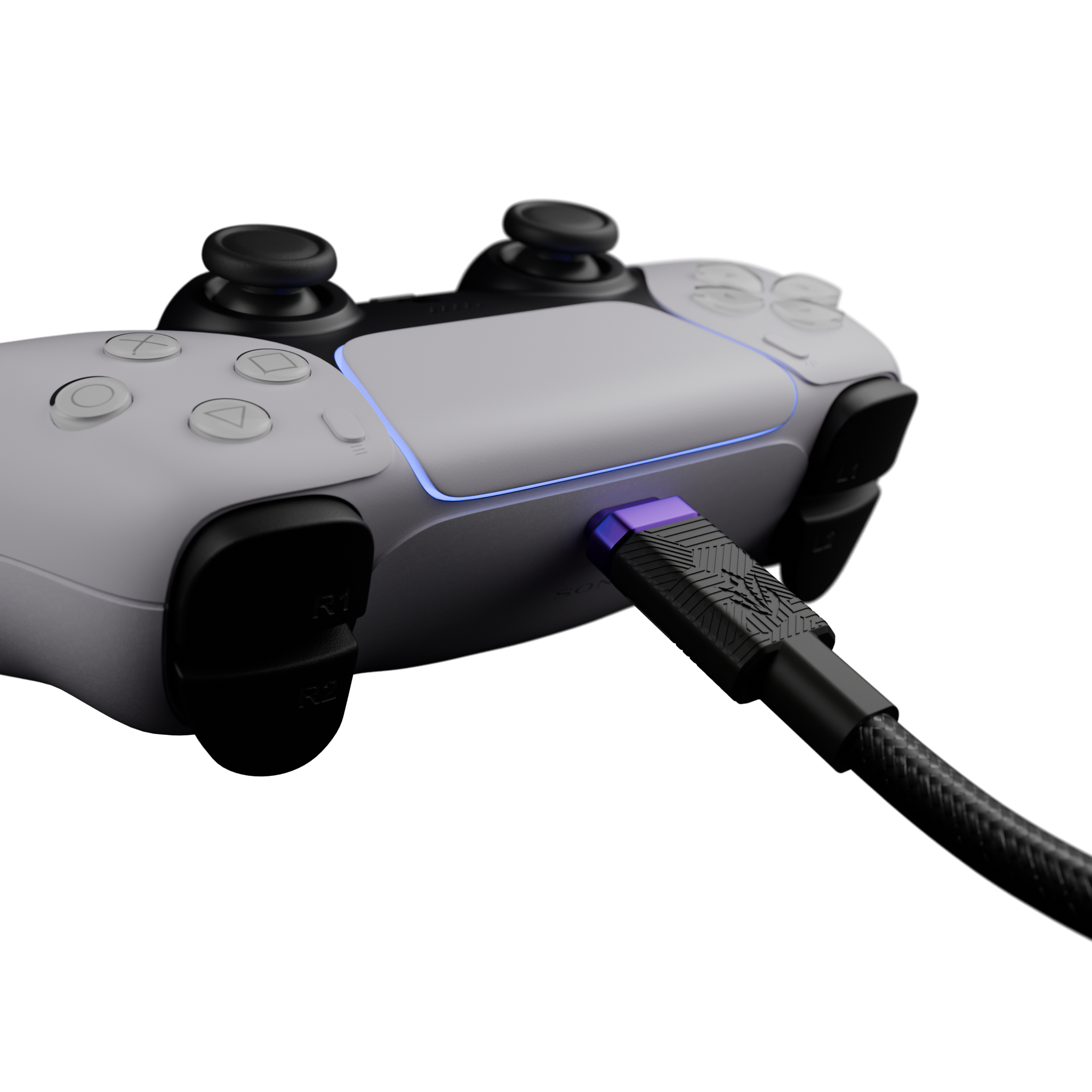 Alt View 5. ELO - ELO - Link 240W USB4 USB-C to USB-C Cable, 3 ft (1m), 40Gbps Data & Display, TitanWeave Braided Fast Charging - Black - Black, Purple.