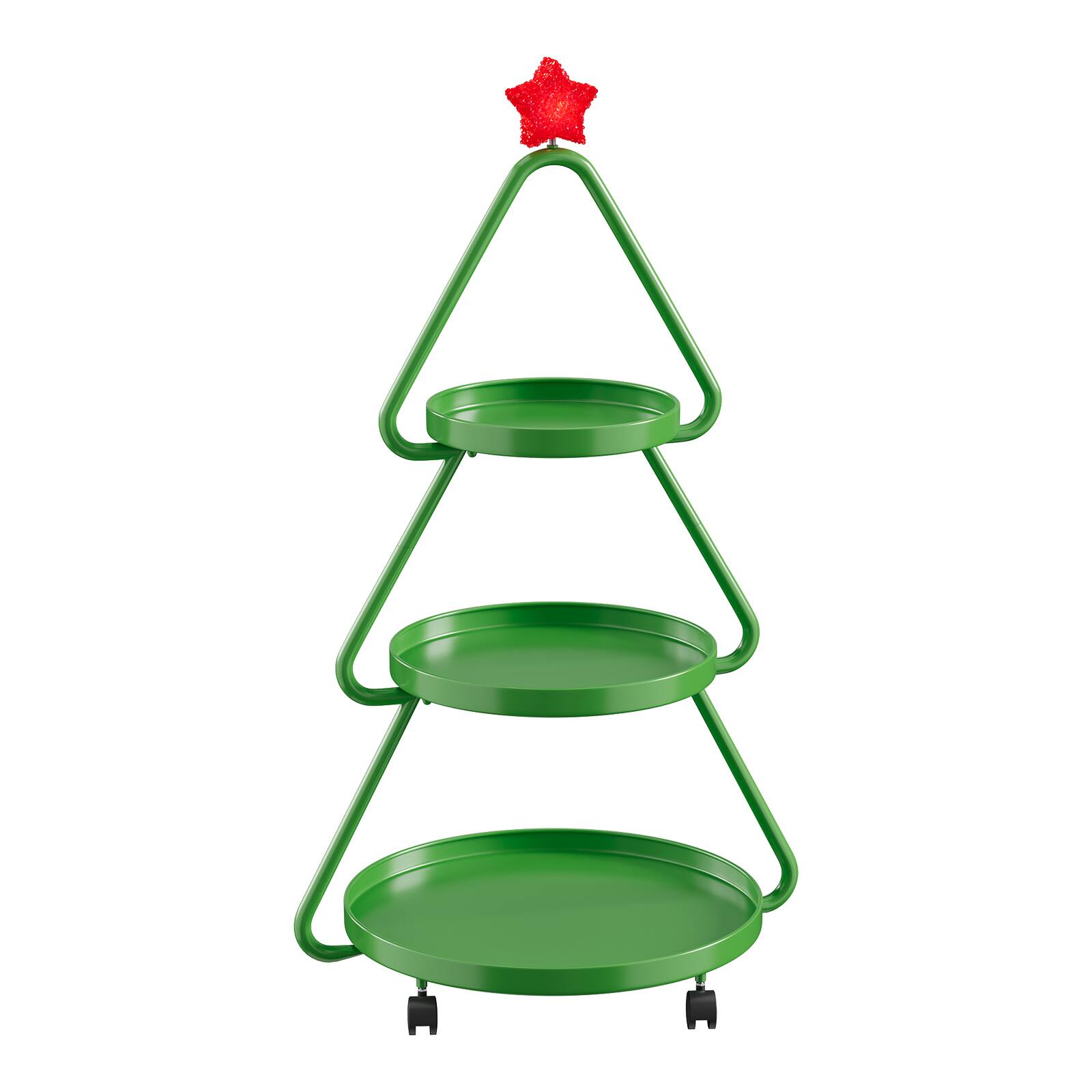 Alt View 4. Pinmoco - Christmas Tree Metal Storage Rack, Modern Sofa Side Table, Snack Rack for Party Holiday Festival - Green.