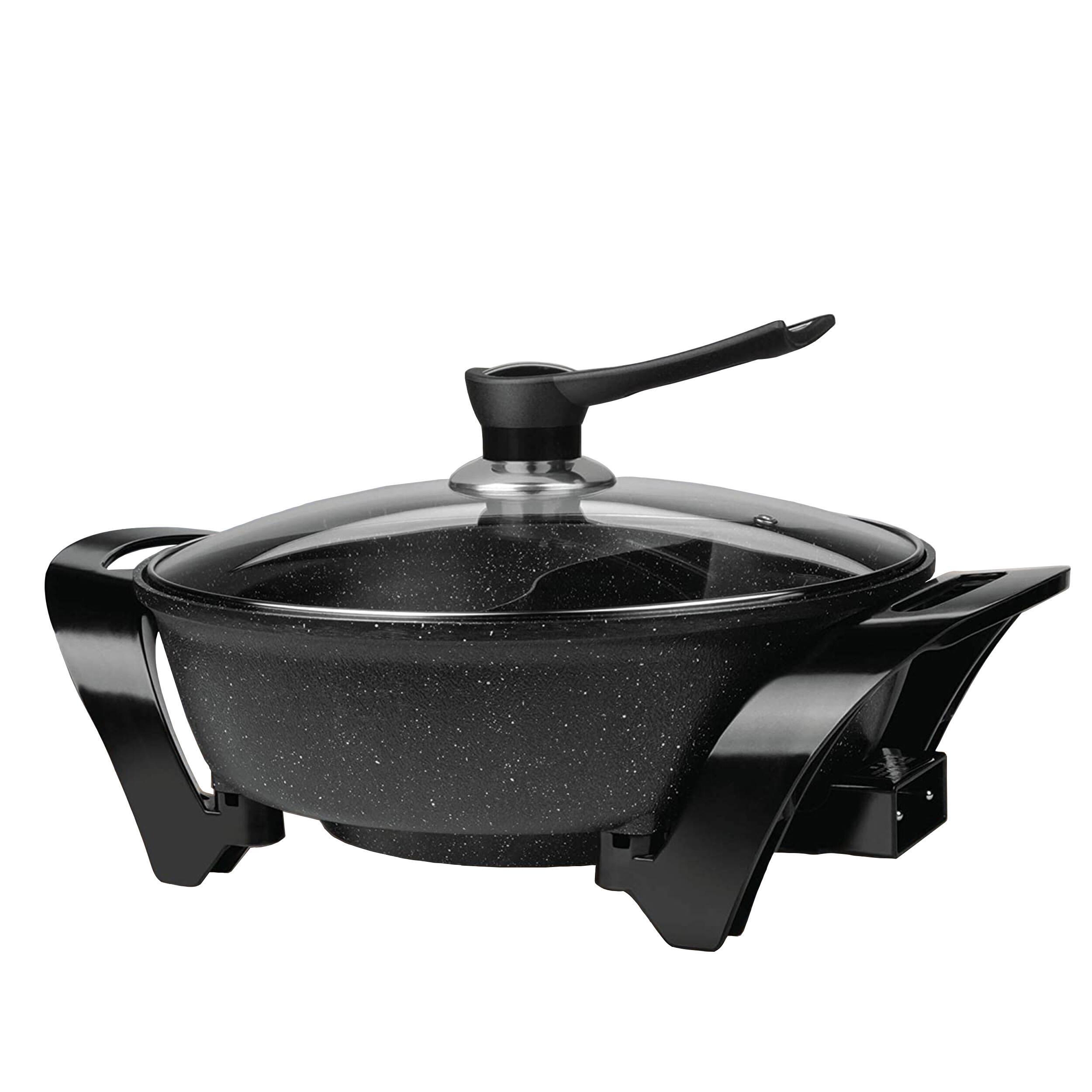 Alt View 1. Brentwood - Brentwood Electric Non-Stick 6Qt Shabu Shabu Pot with Divider in Black - Black.
