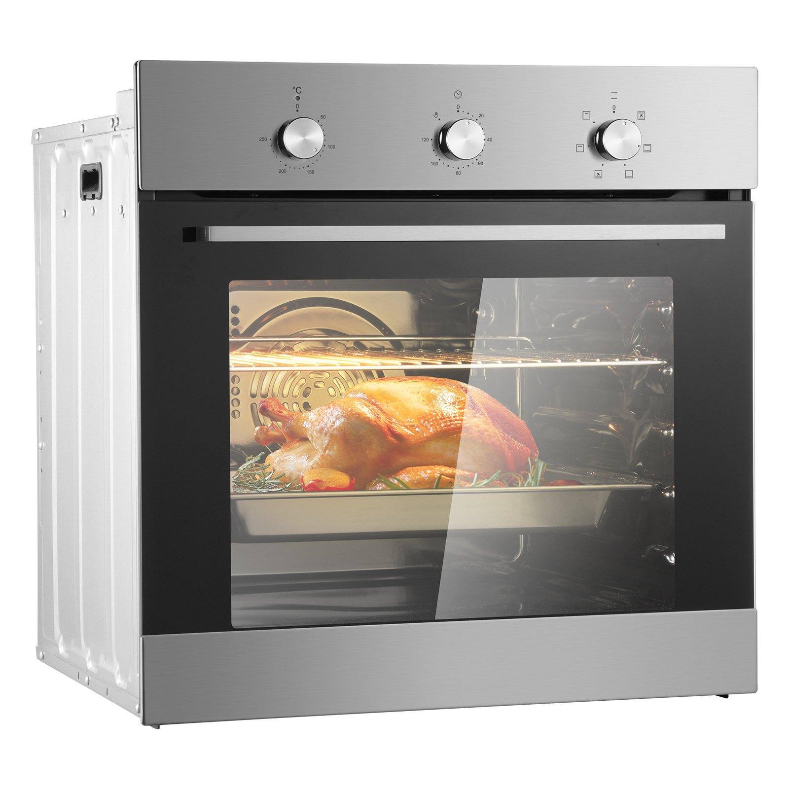 Front. Glintex - 24-In Electric Wall Oven Built-in 6 Functions 2.68 Cu Ft Single Oven for Home Kitchen Baking - Silver.