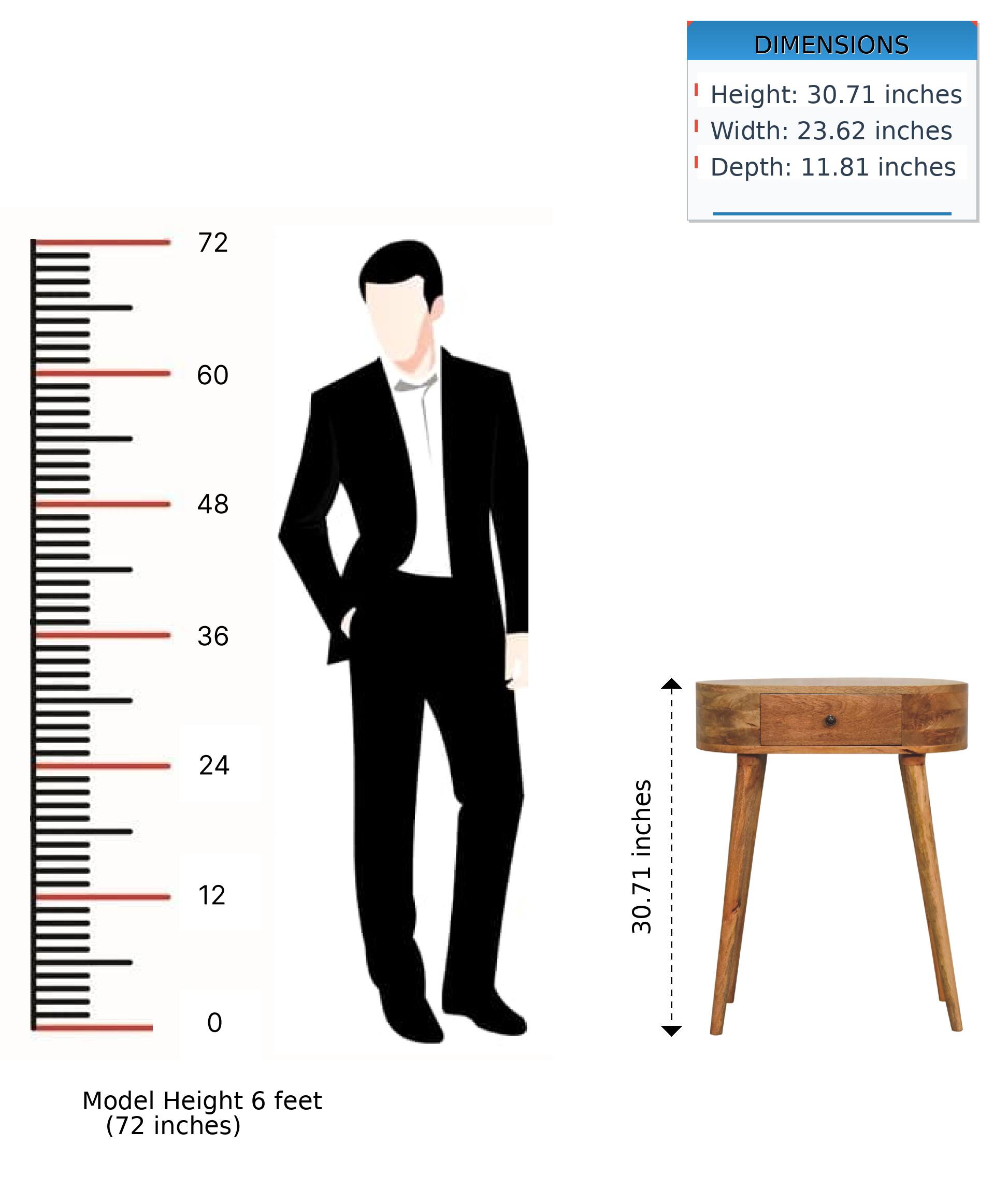 DIMENSIONS  
Height: 30.71 inches  
Width: 23.62 inches  
Depth: 11.81 inches  

Model Height 6 feet (72 inches)