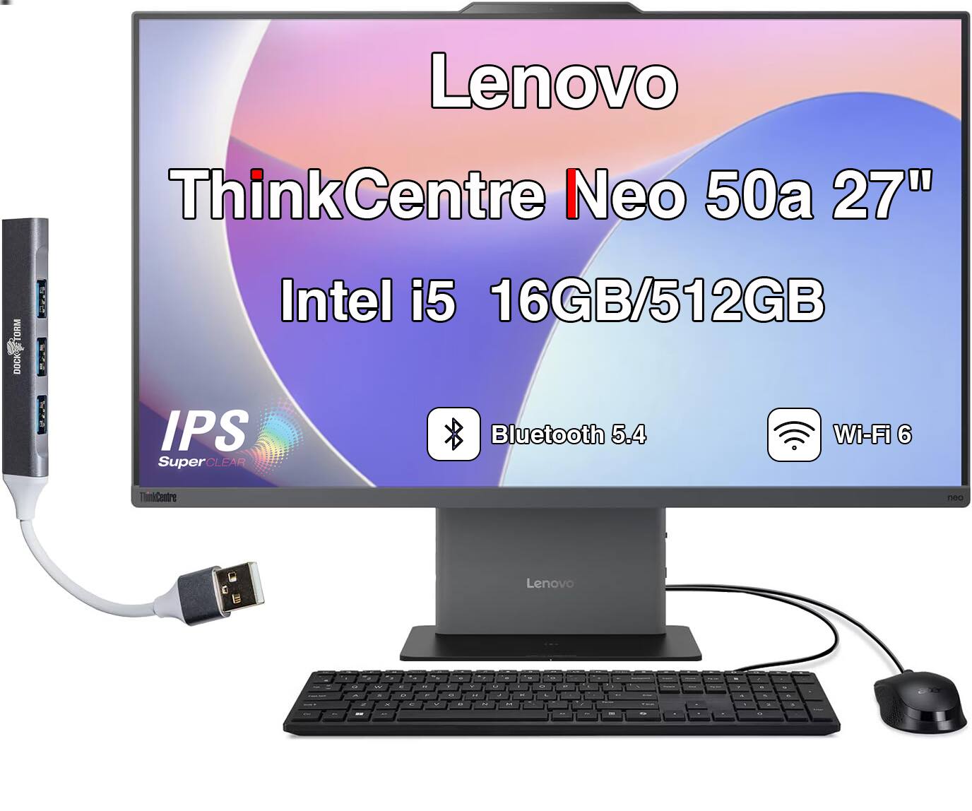 Lenovo ThinkCentre Neo 50a 27"  
Intel i5 16GB/512GB  
IPS SuperCLEAR  
Bluetooth 5.4  
Wi-Fi 6